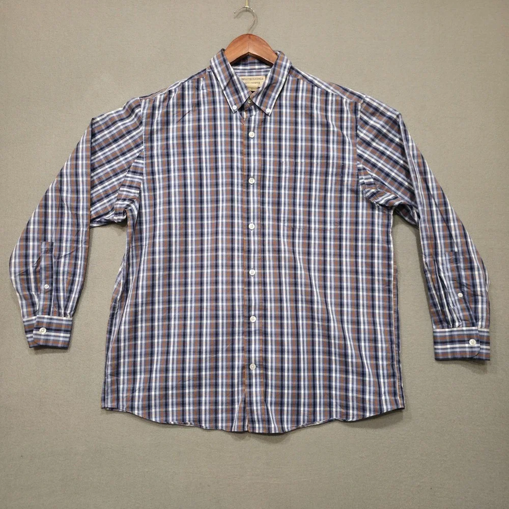 Duluth Trading Wrinkle Fighter Men's Plaid‎ Long Sleeve Button Up Shirt Size L